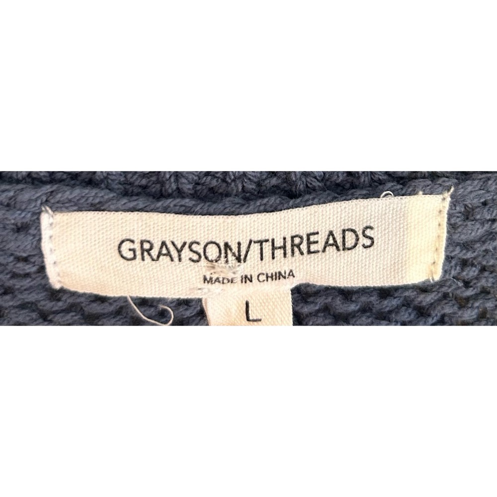 Grayson Threads Blue USA‎ Graphic Knit Cropped Sweater Women's Size L - Picture 3 of 8